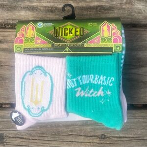 Wicked Shortie Crew Socks - Pink and Teal